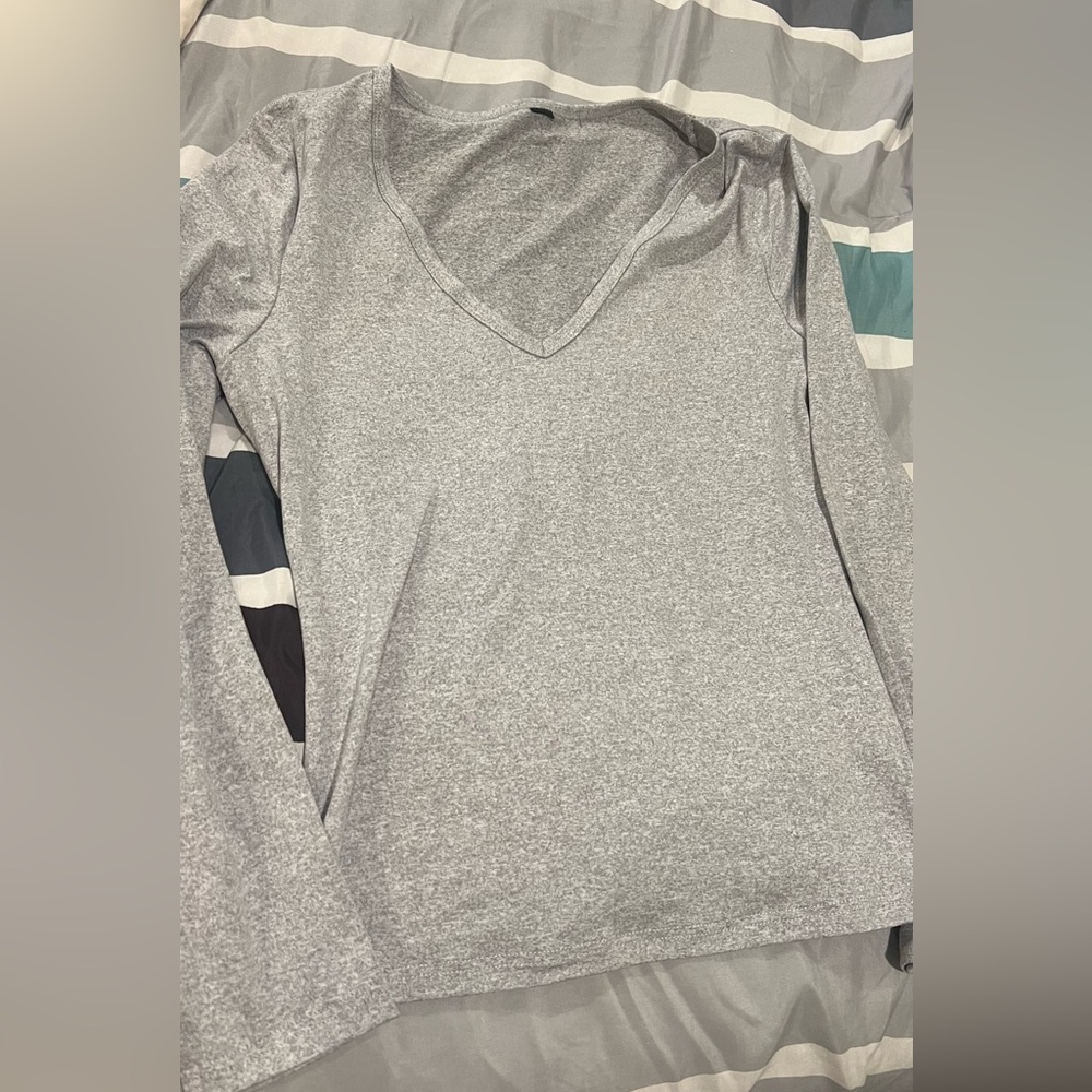BIG SALE(5 for $20)- Gray V-Neck Women's Top